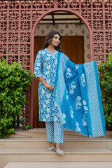 Blue Cotton Dupatta Set from Me&My