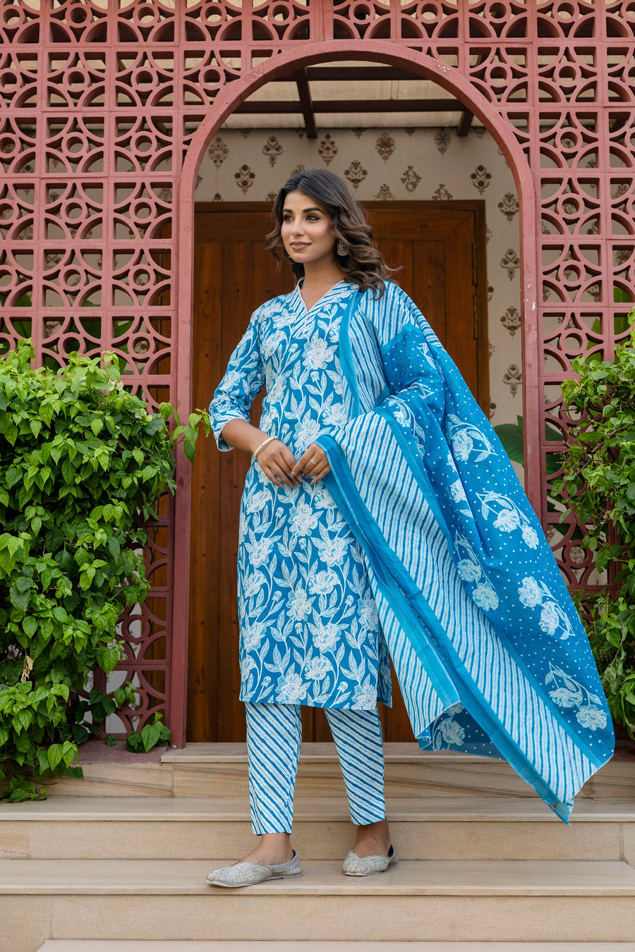 Blue Cotton Dupatta Set — image 8