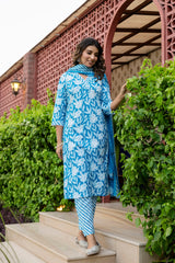 Blue Cotton Dupatta Set from Me&My