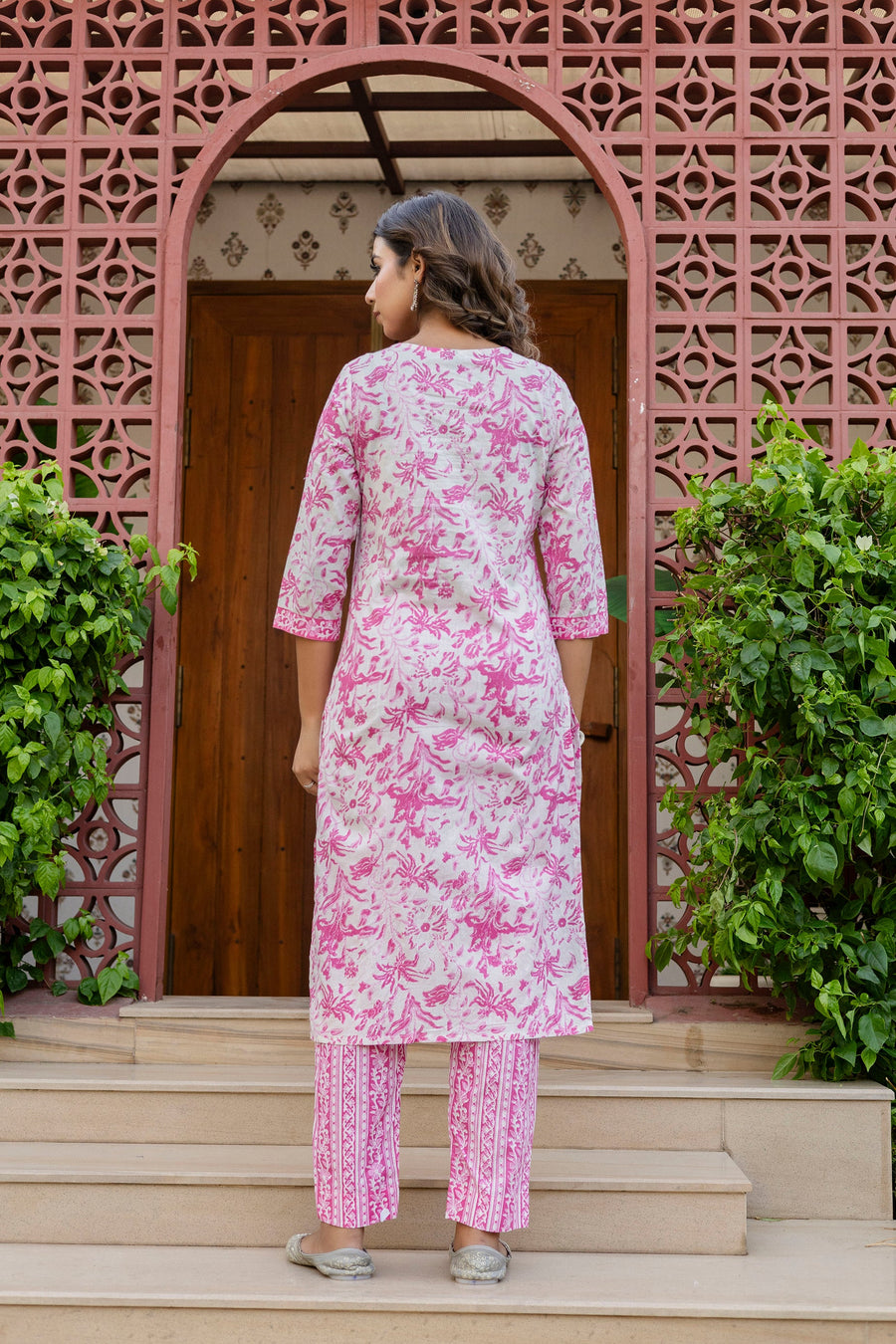 Rosewood Pink Cotton Dupatta Set — image 2