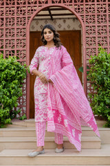 Rosewood Pink Cotton Dupatta Set from Me&My