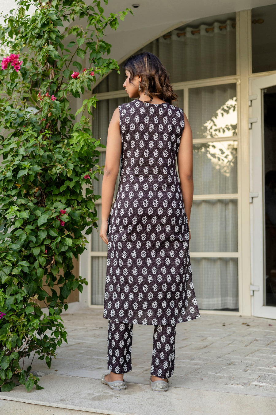 Midnight Black Cotton Dupatta Set — image 3