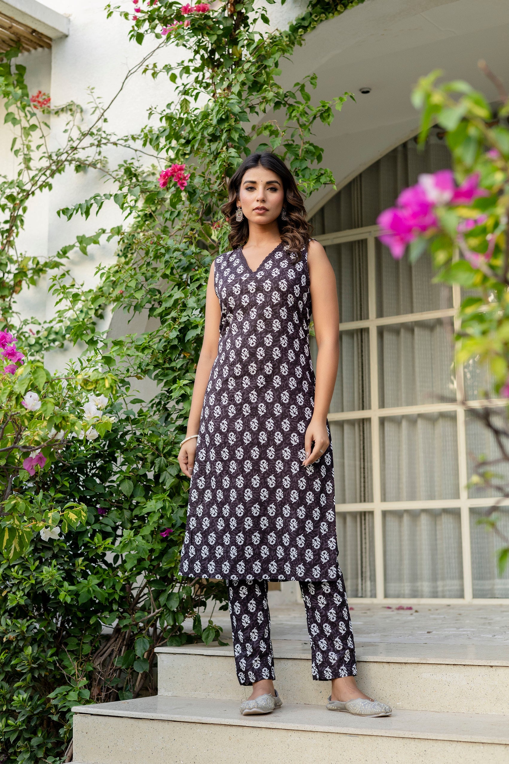 Midnight Black Cotton Dupatta Set from Me&My