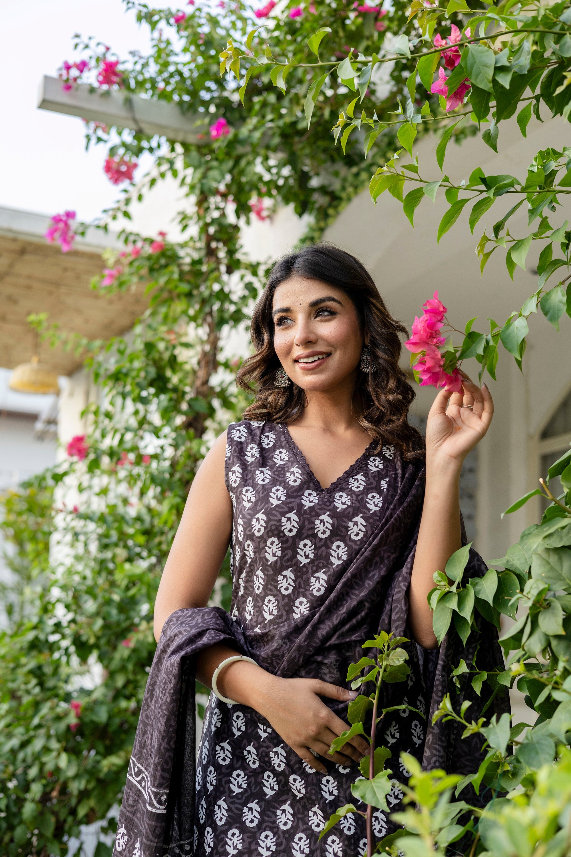 Midnight Black Cotton Dupatta Set from Me&My