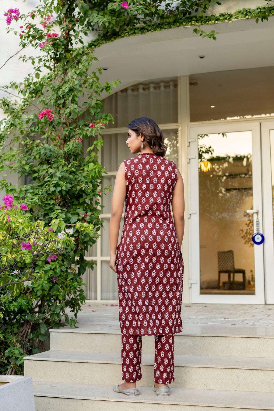 Maroon Cotton Dupatta Set — image 2