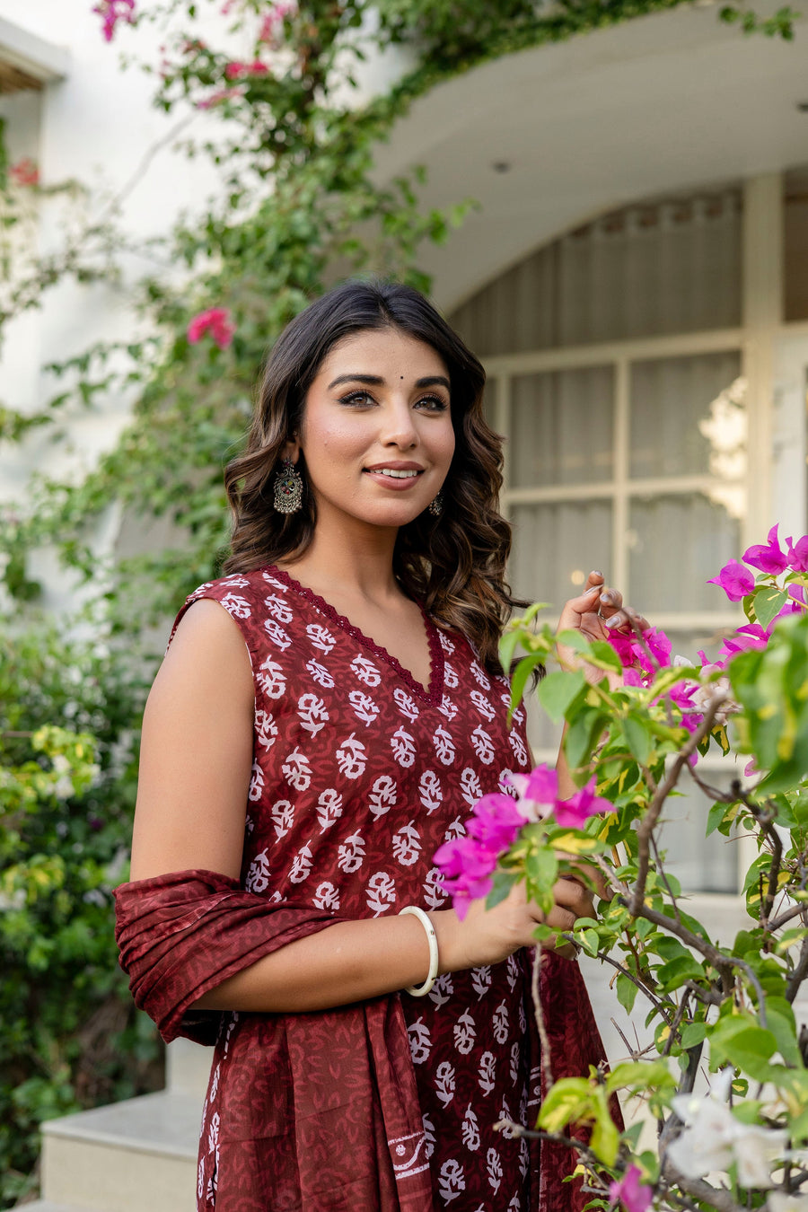 Maroon Cotton Dupatta Set — image 8