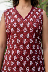 Maroon Cotton Dupatta Set from Me&My