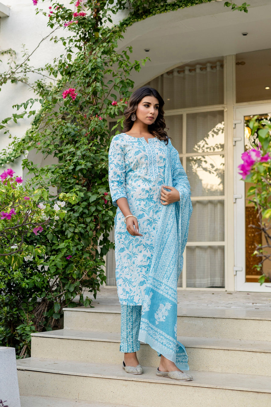 Sapphire Blue Cotton Dupatta Set — image 5