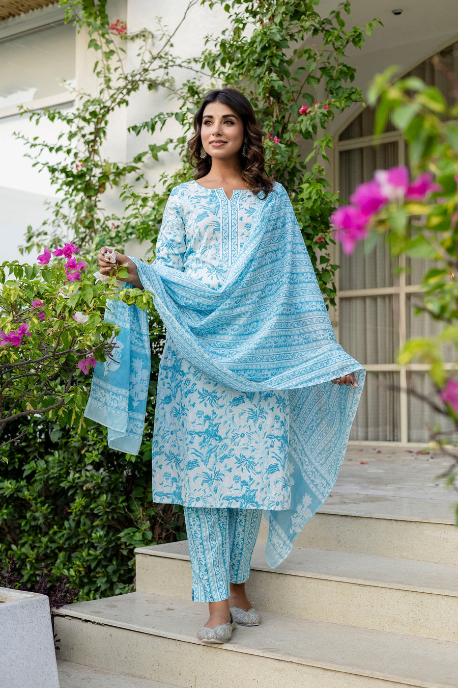 Sapphire Blue Cotton Dupatta Set — image 6