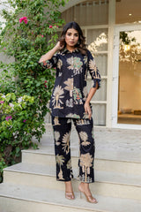 Palmshade Black Cotton Co-ord Set - Me&My