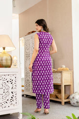 Mauve Floral Cotton Dupatta Set from Me&My