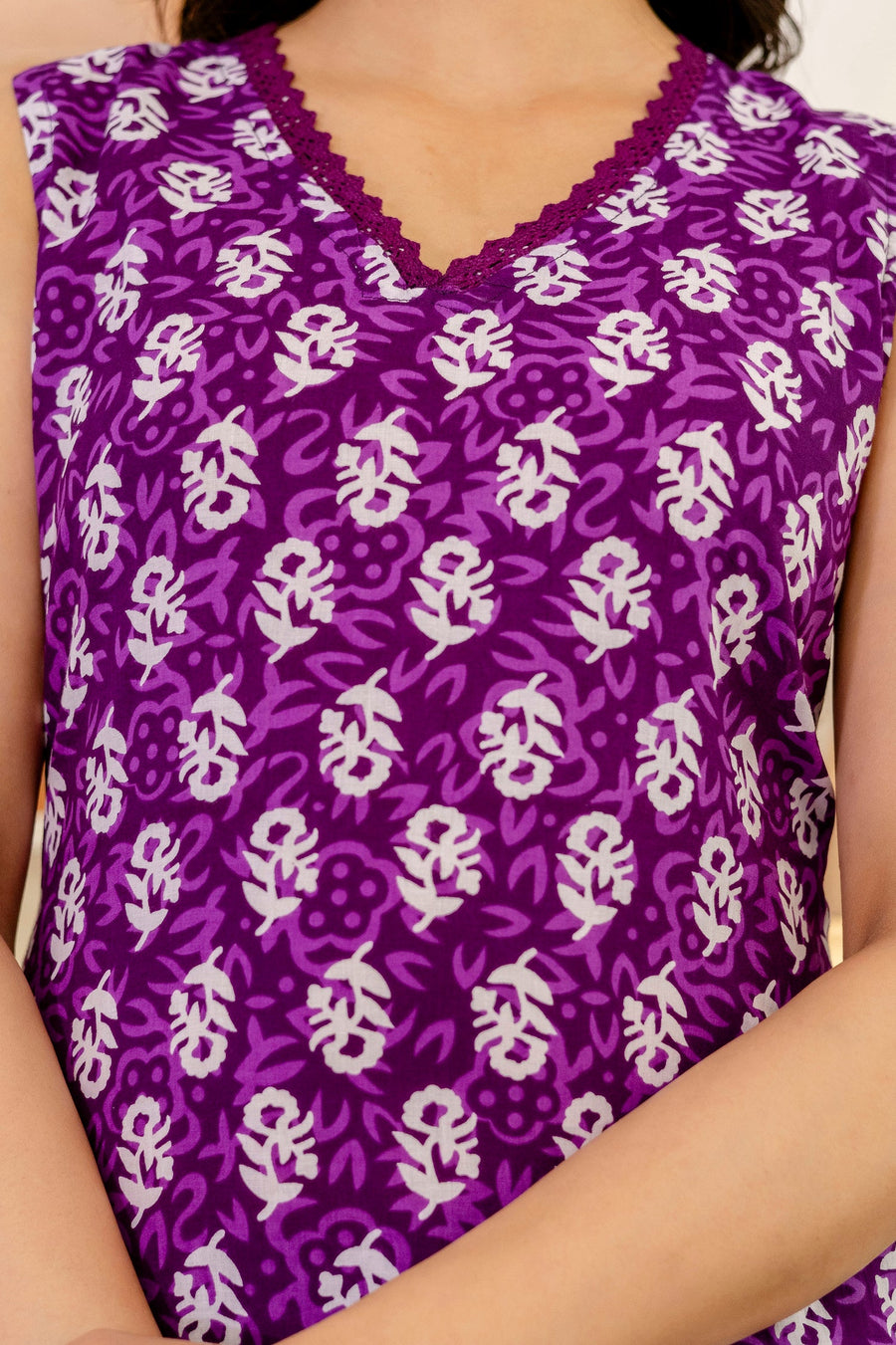 Mauve Floral Cotton Dupatta Set — image 3