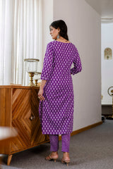 Lavender Purple Cotton Dupatta Set from Me&My