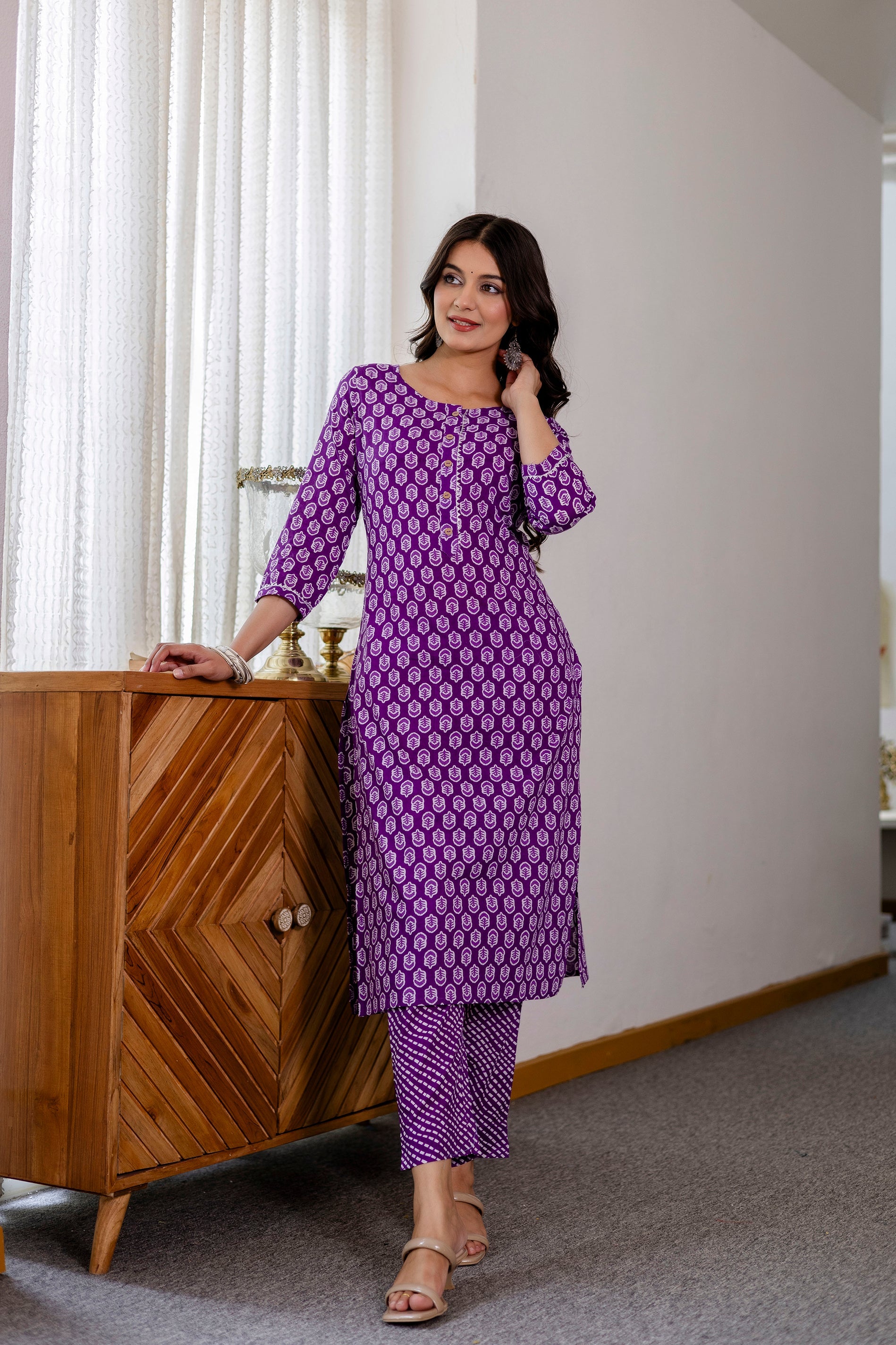 Lavender Purple Cotton Dupatta Set from Me&My