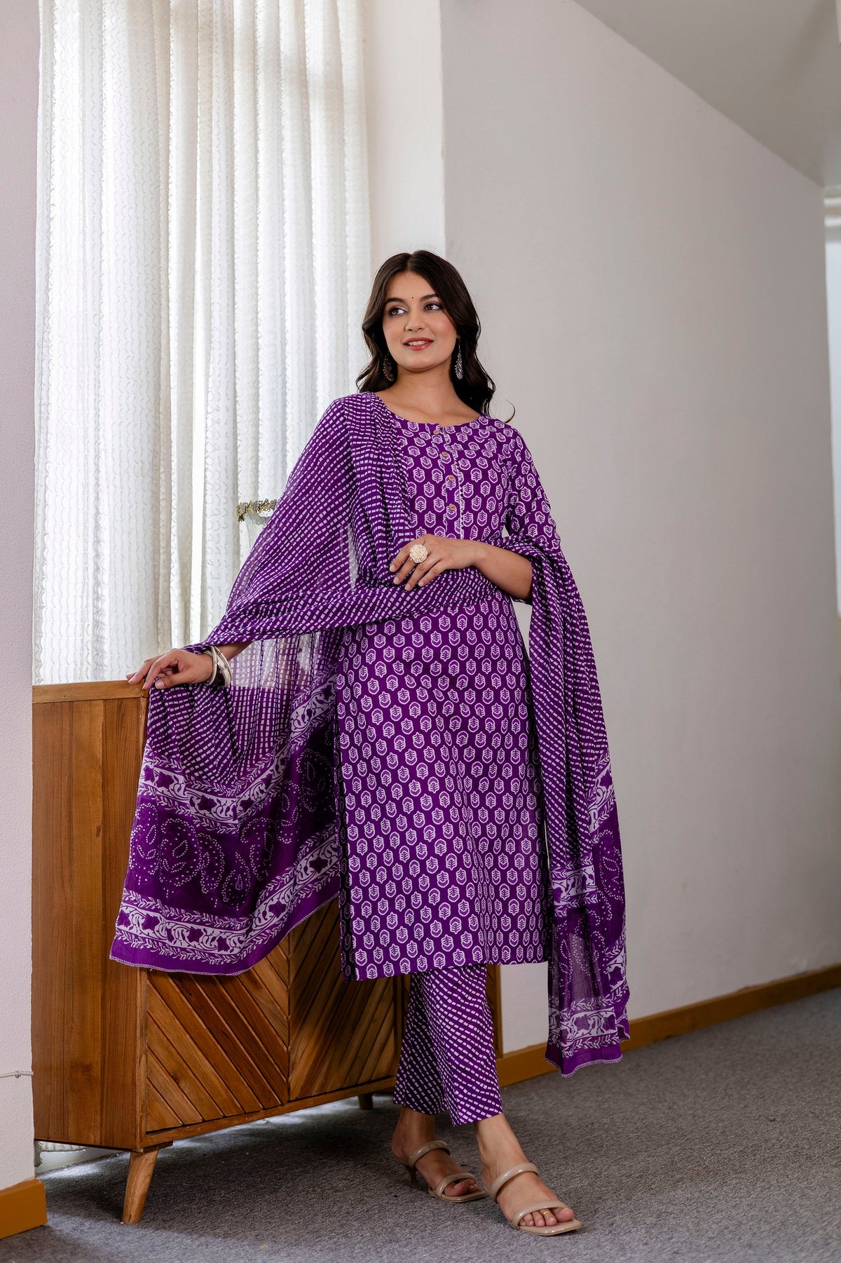 Lavender Purple Cotton Dupatta Set from Me&My