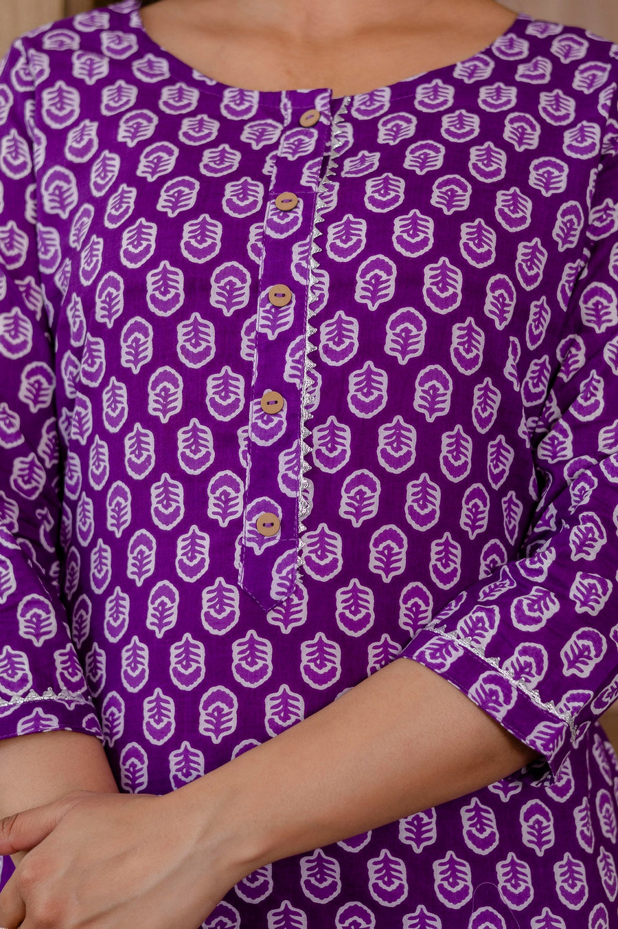 Lavender Purple Cotton Dupatta Set — image 3