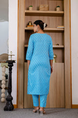 Sky Blue Cotton Dupatta Set - Me&My