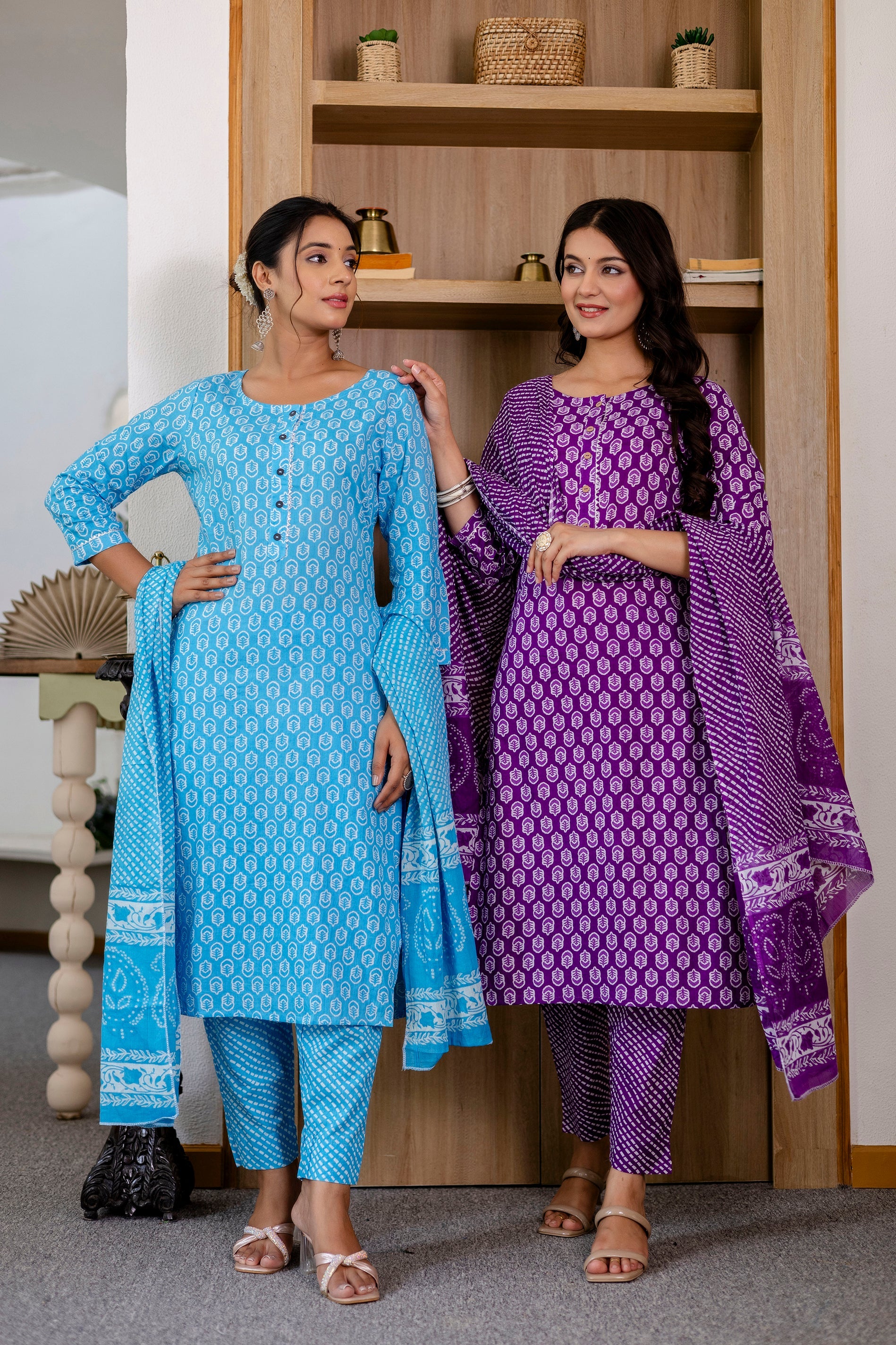 Sky Blue Cotton Dupatta Set - Me&My