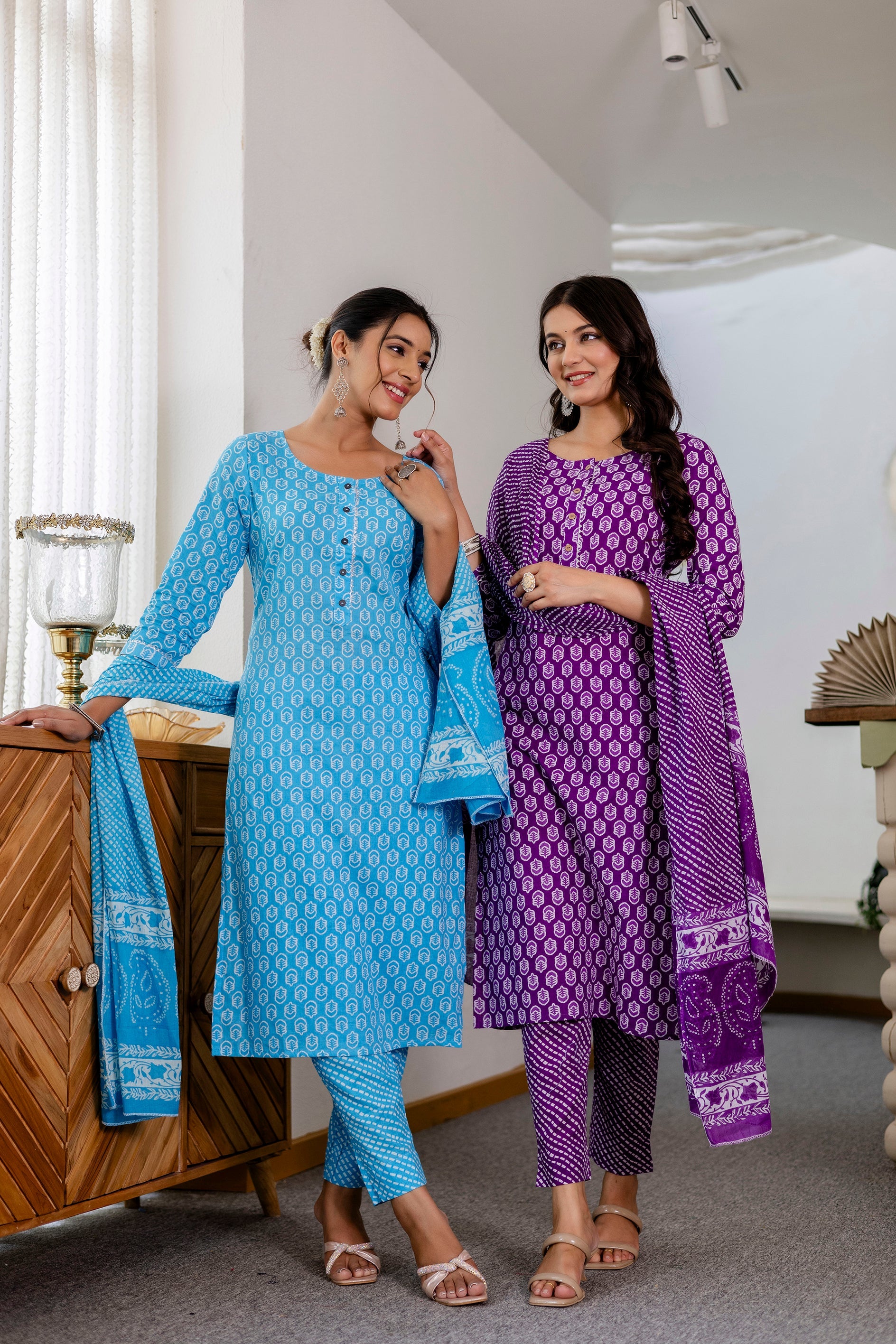 Sky Blue Cotton Dupatta Set - Me&My