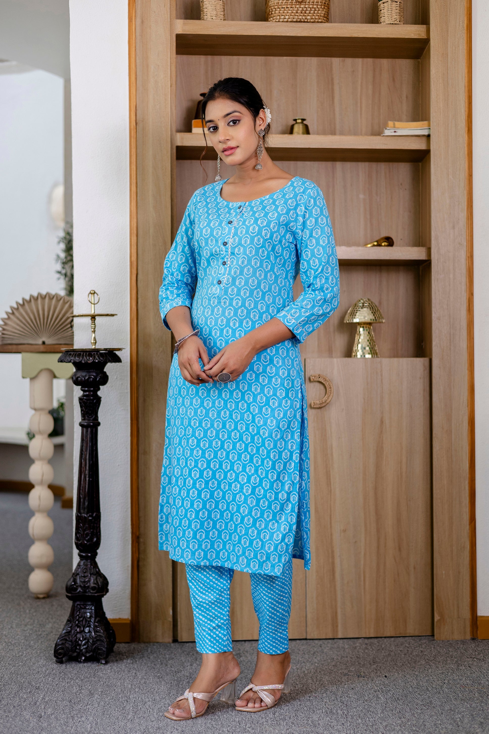 Sky Blue Cotton Dupatta Set - Me&My