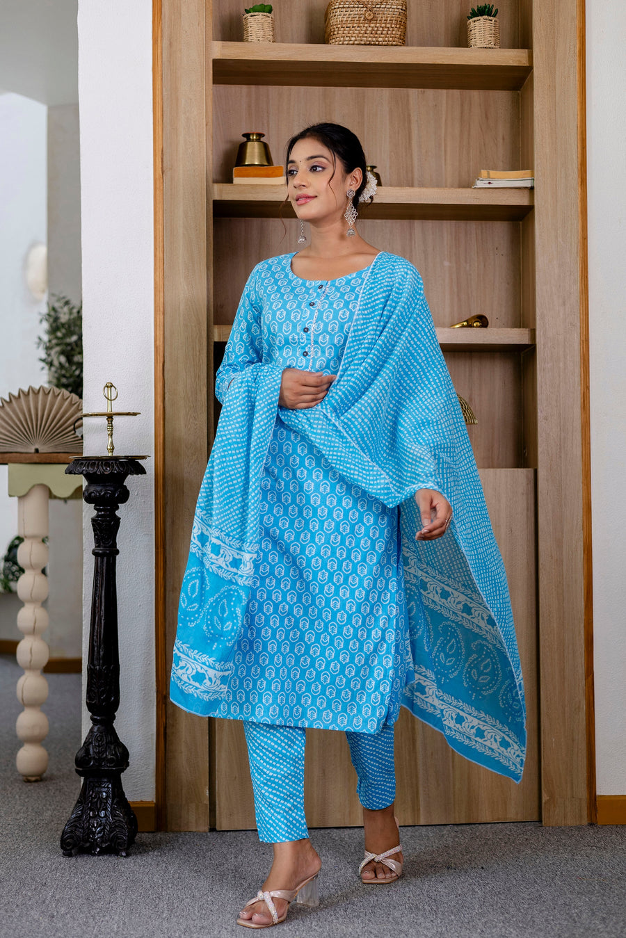 Sky Blue Cotton Dupatta Set — image 5