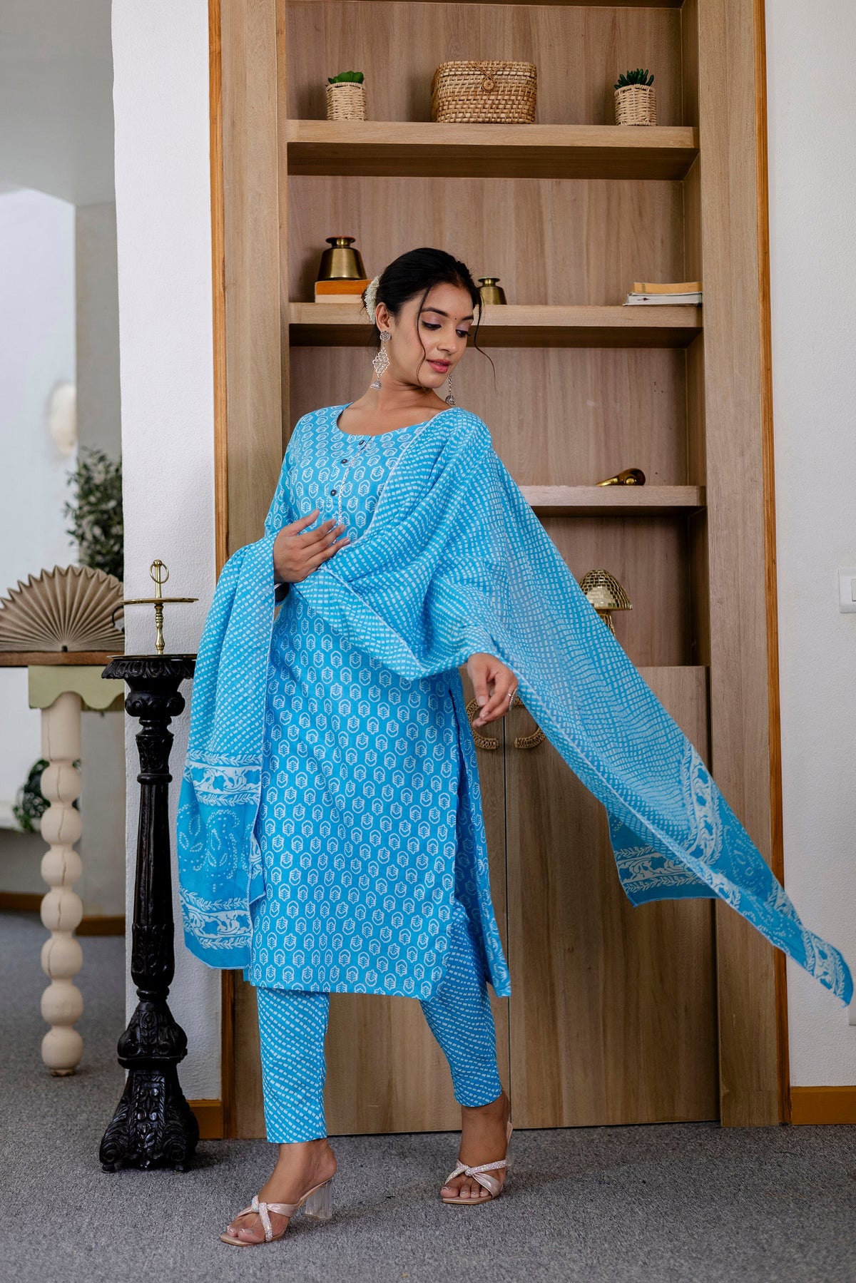 Sky Blue Cotton Dupatta Set - Me&My