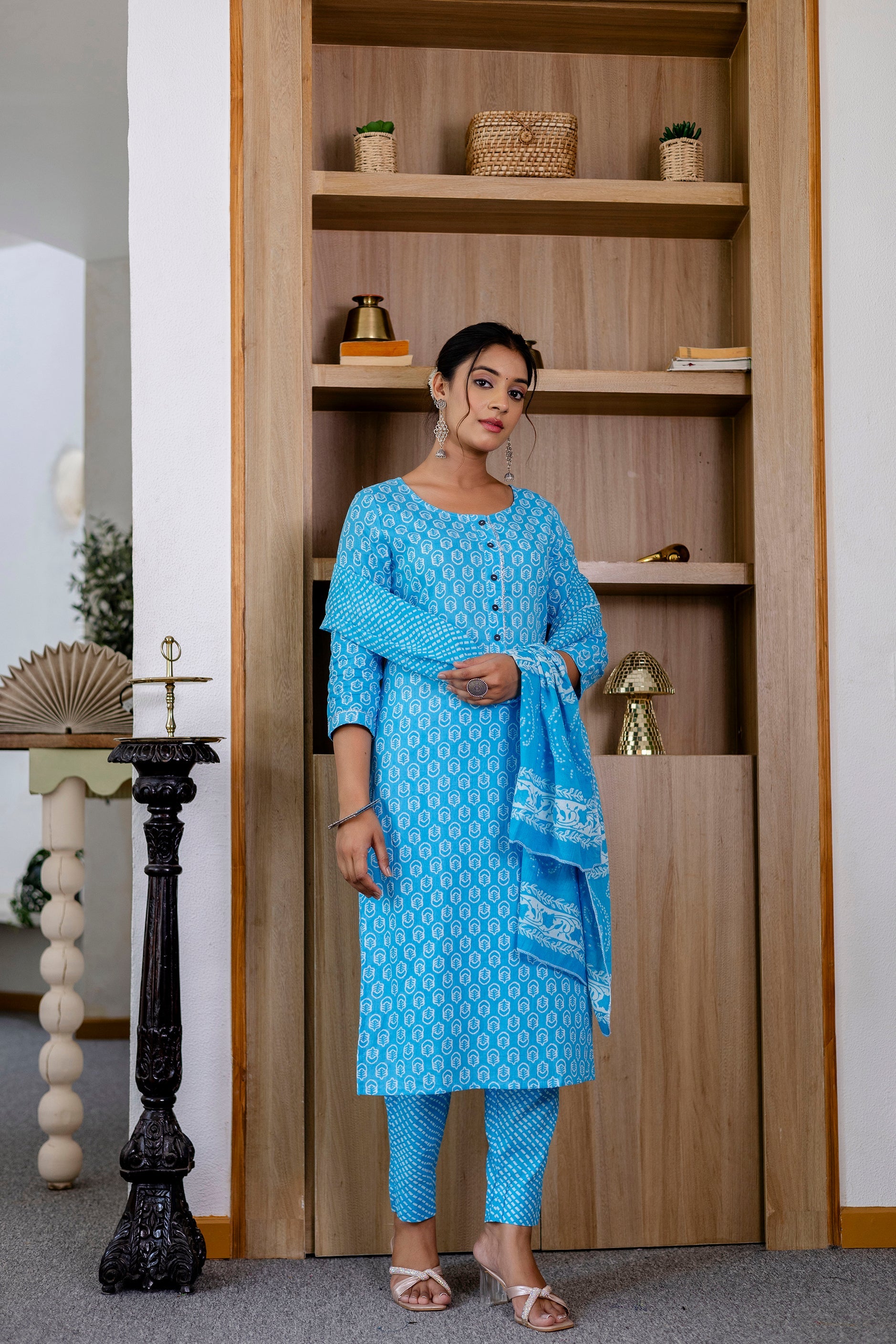Sky Blue Cotton Dupatta Set - Me&My