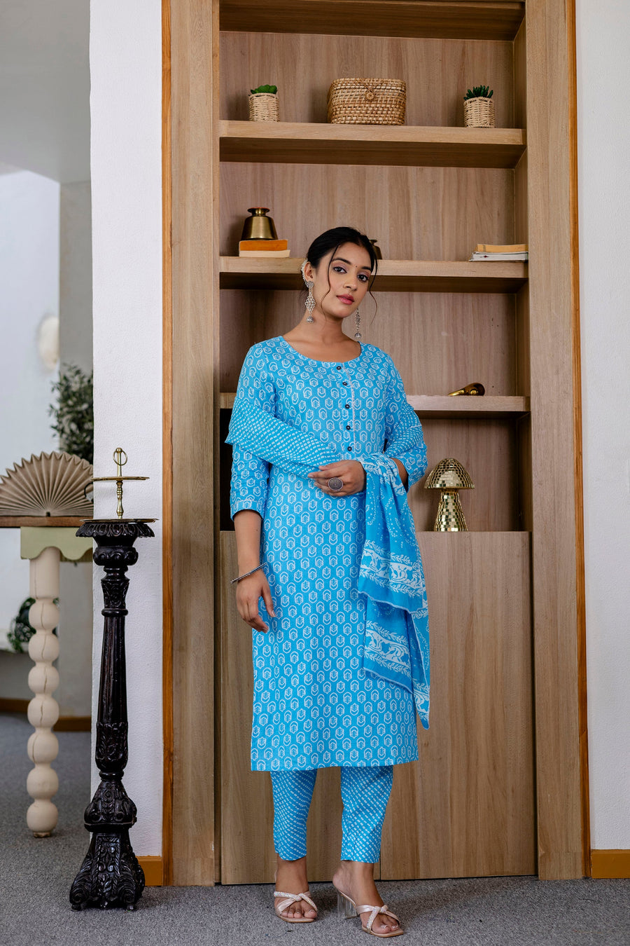 Sky Blue Cotton Dupatta Set — image 7