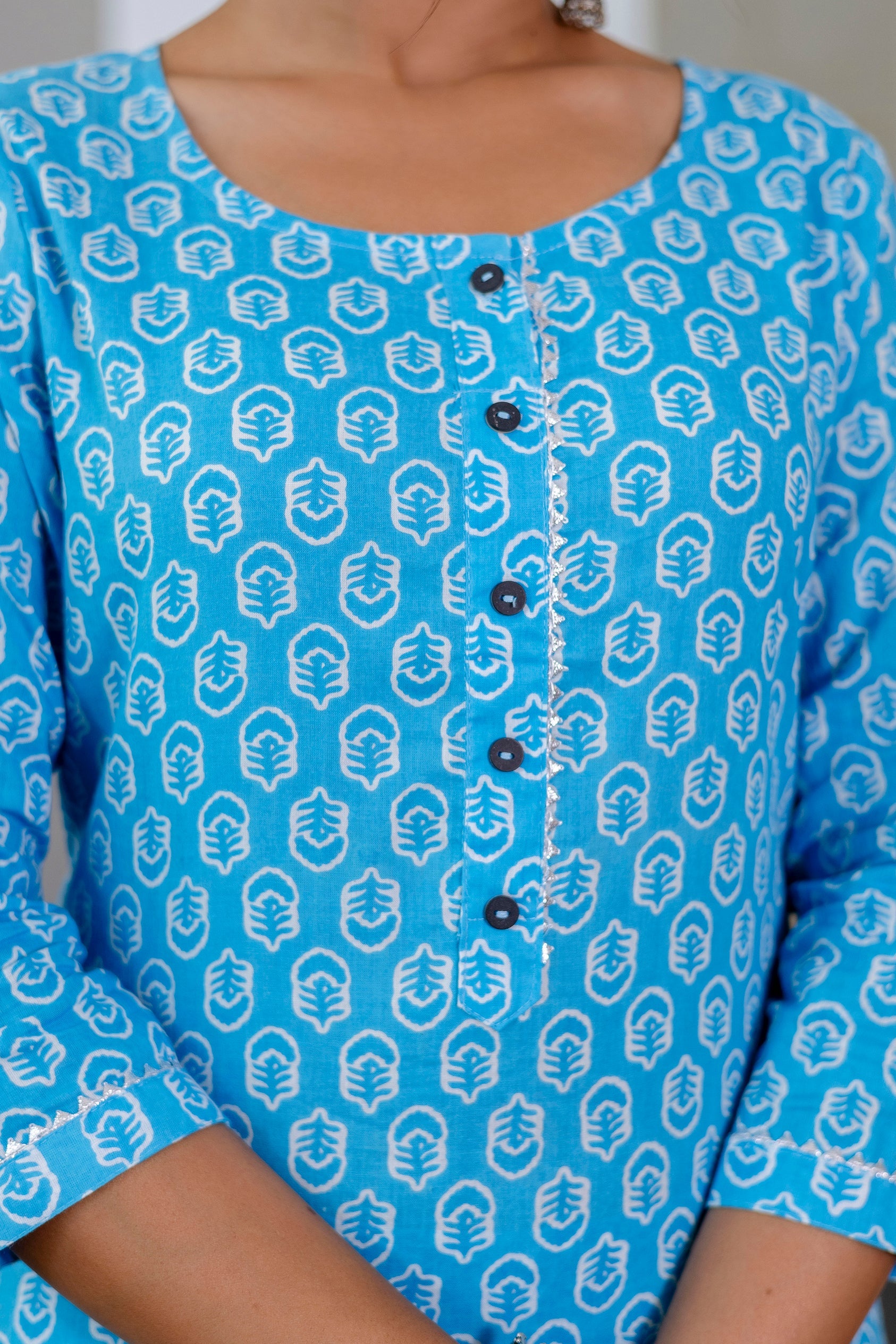 Sky Blue Cotton Dupatta Set - Me&My