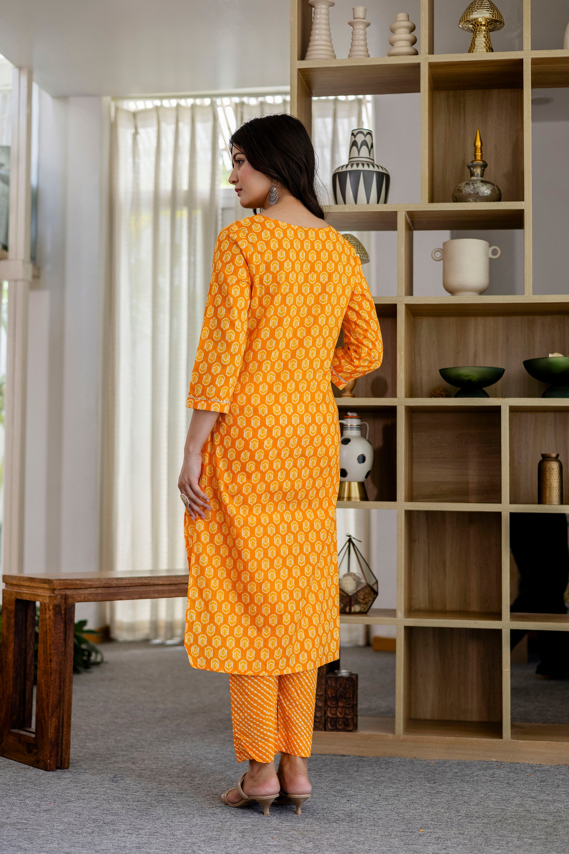 Cool Orange Cotton Dupatta Set