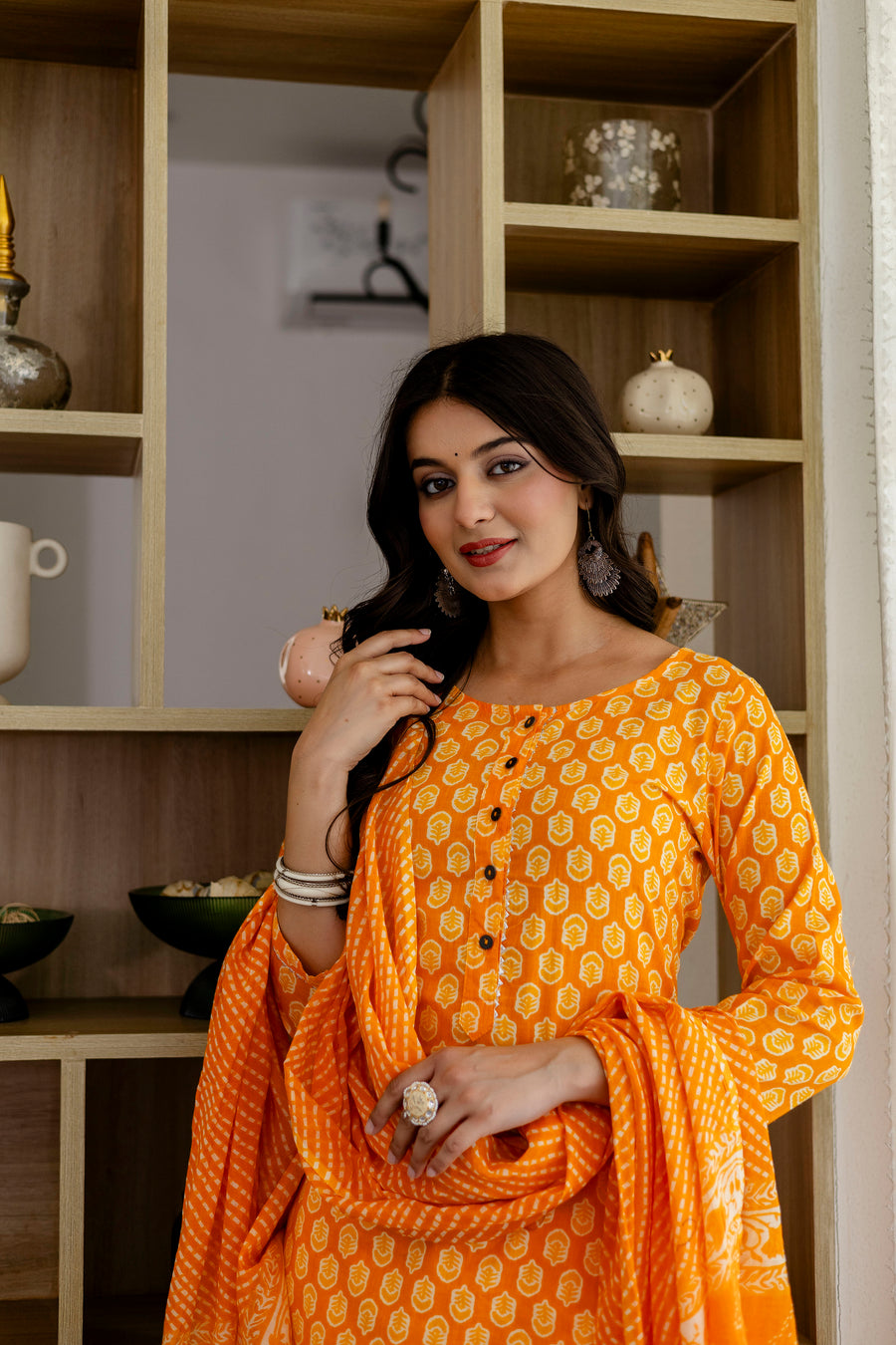 Cool Orange Cotton Dupatta Set — image 9