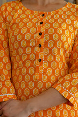 Cool Orange Cotton Dupatta Set
