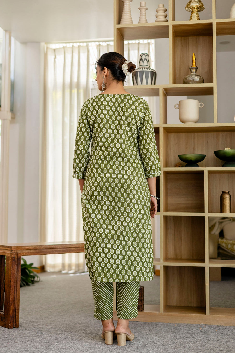 Sage Green Cotton Dupatta Set — image 2