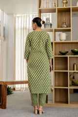 Sage Green Cotton Dupatta Set - Me&My