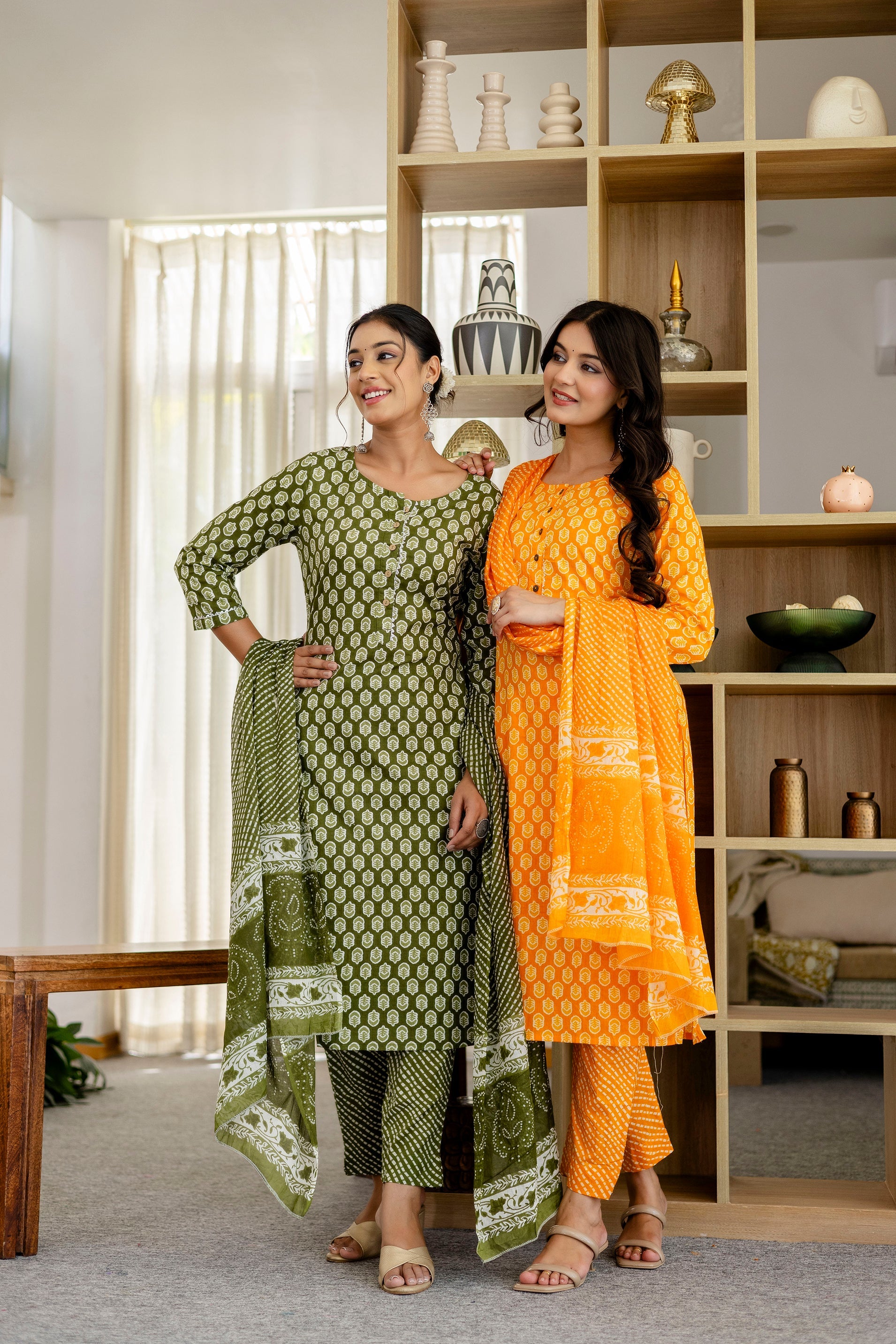 Sage Green Cotton Dupatta Set - Me&My