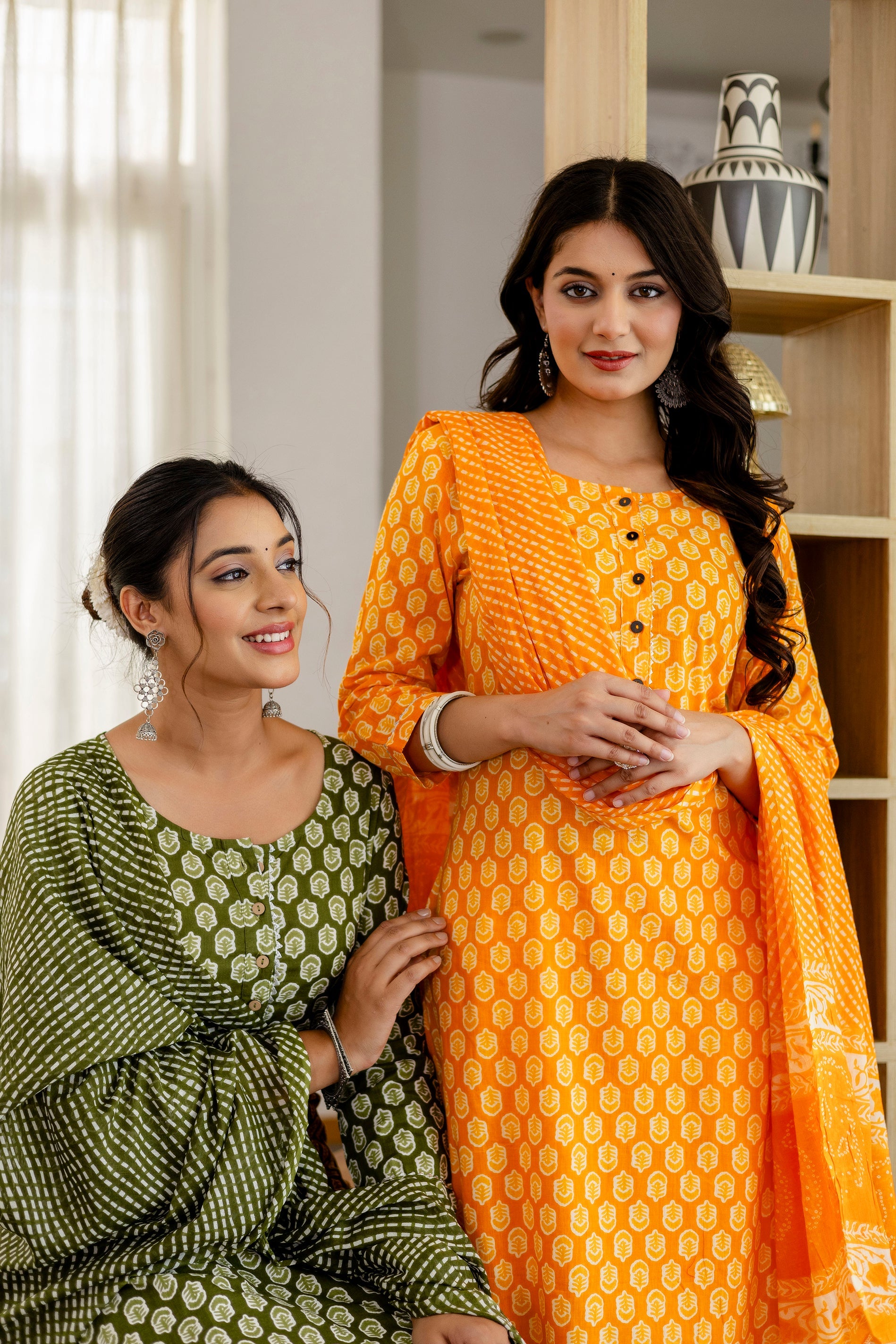 Sage Green Cotton Dupatta Set - Me&My