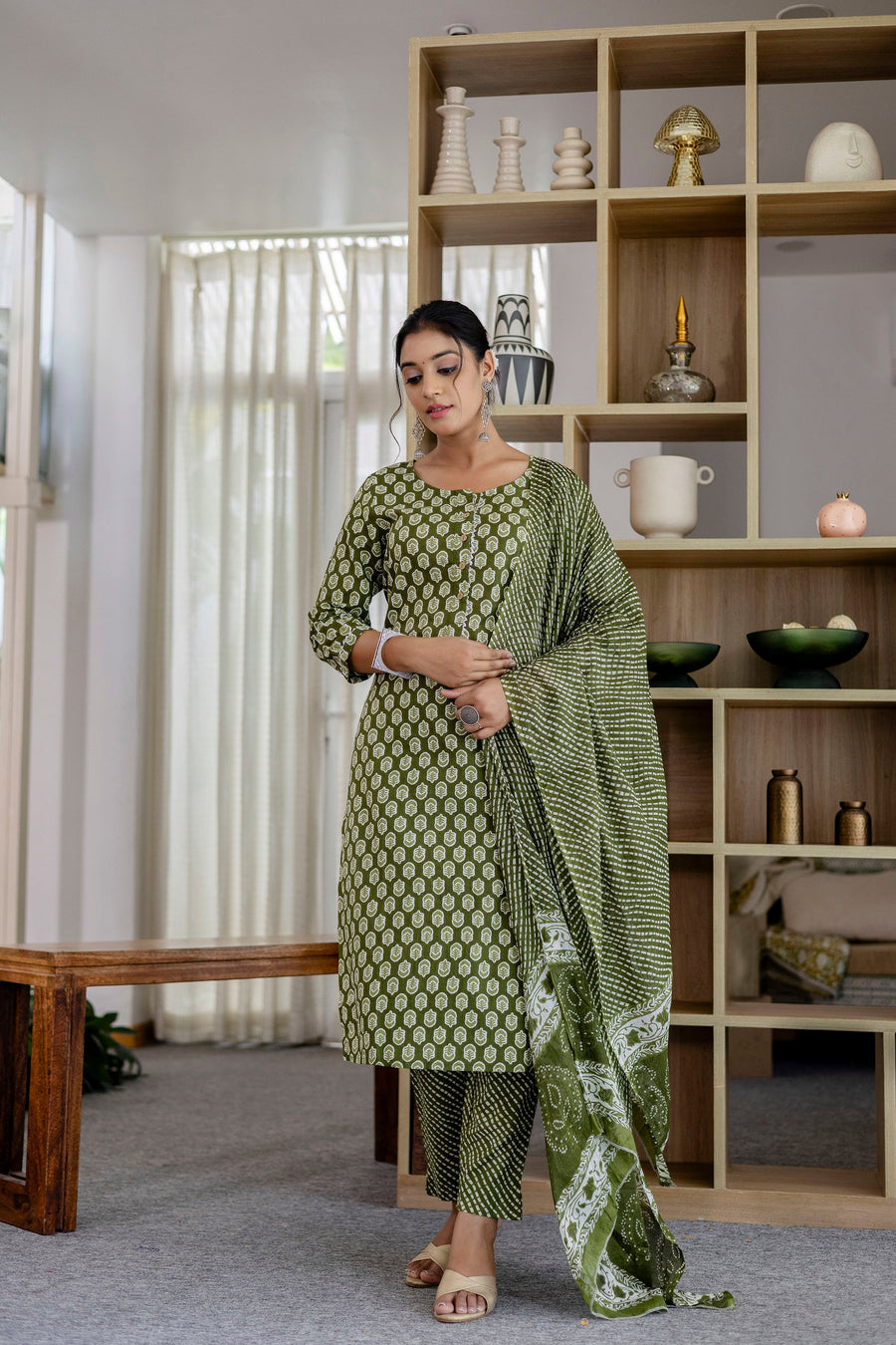 Sage Green Cotton Dupatta Set — image 4