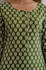 Sage Green Cotton Dupatta Set - Me&My