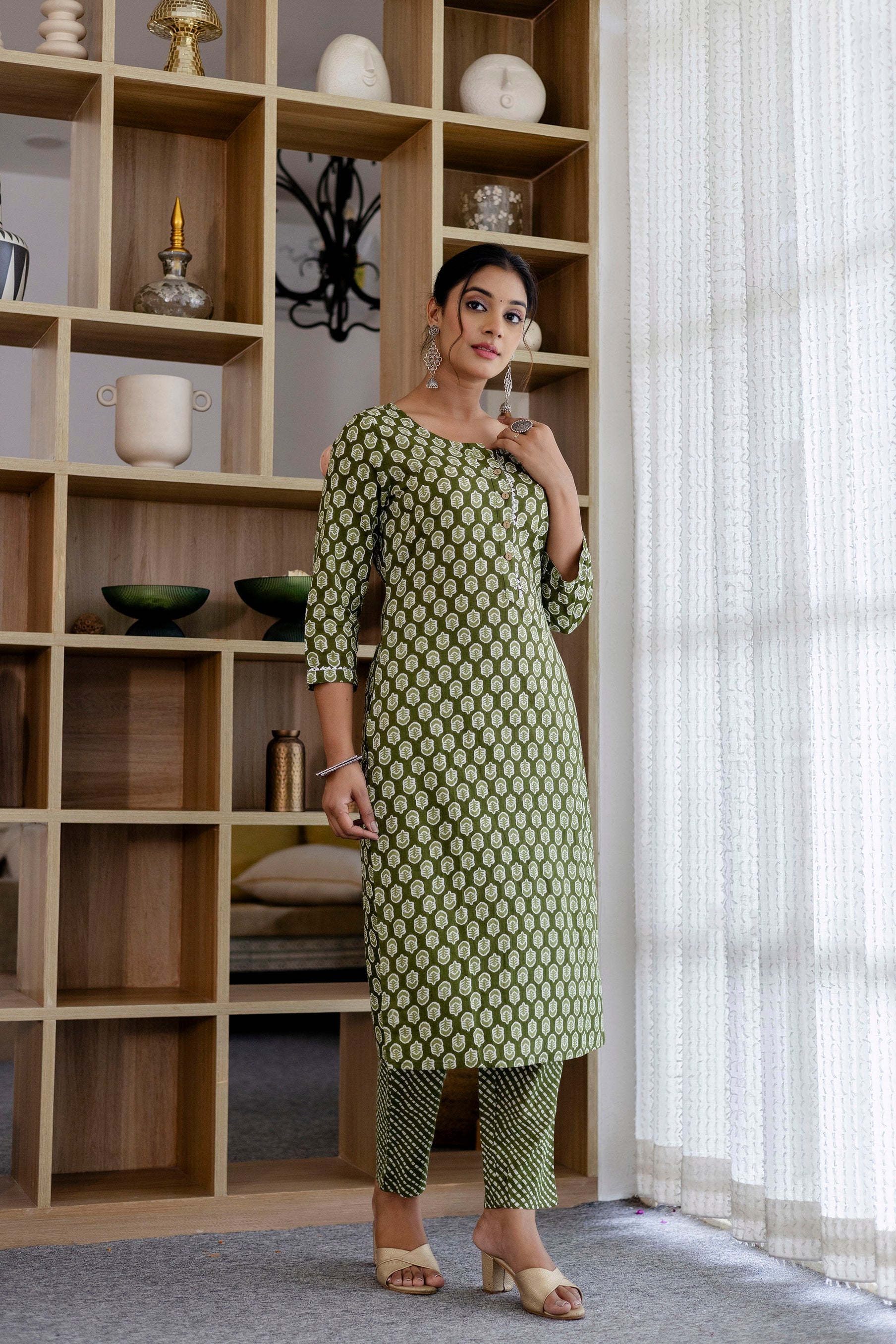 Sage Green Cotton Dupatta Set - Me&My