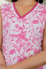 Rose Pink Floral Cotton Dupatta Set - Me&My