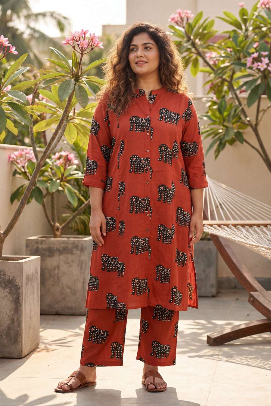 Scarlet Elephant Red Cotton Co-ord Set — image 6
