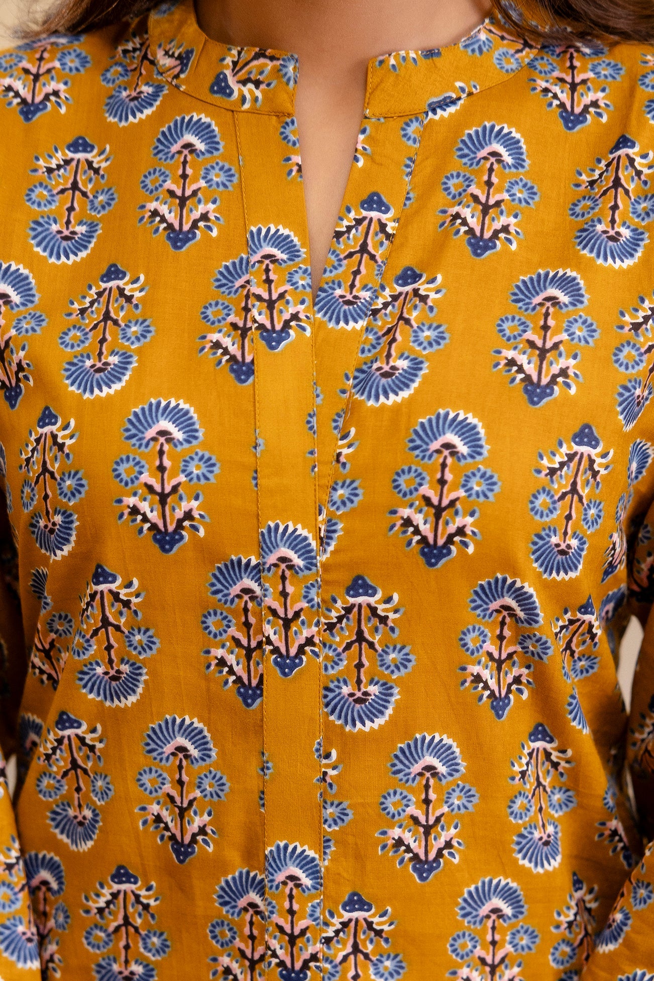 Ochre Radiance Cotton Printed Top Me & My