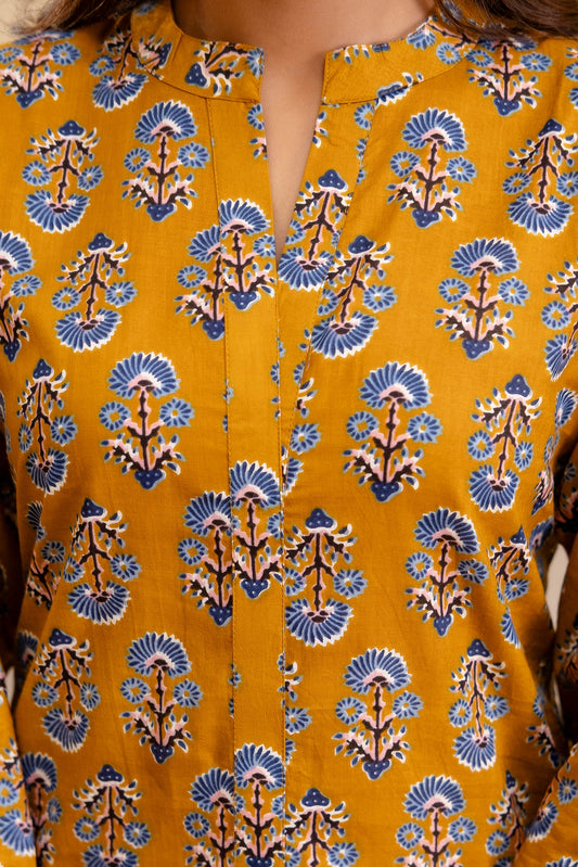 Ochre Radiance Cotton Printed Top - Me&My