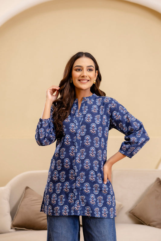 Nocturne Charm Cotton Printed Top - Me&My