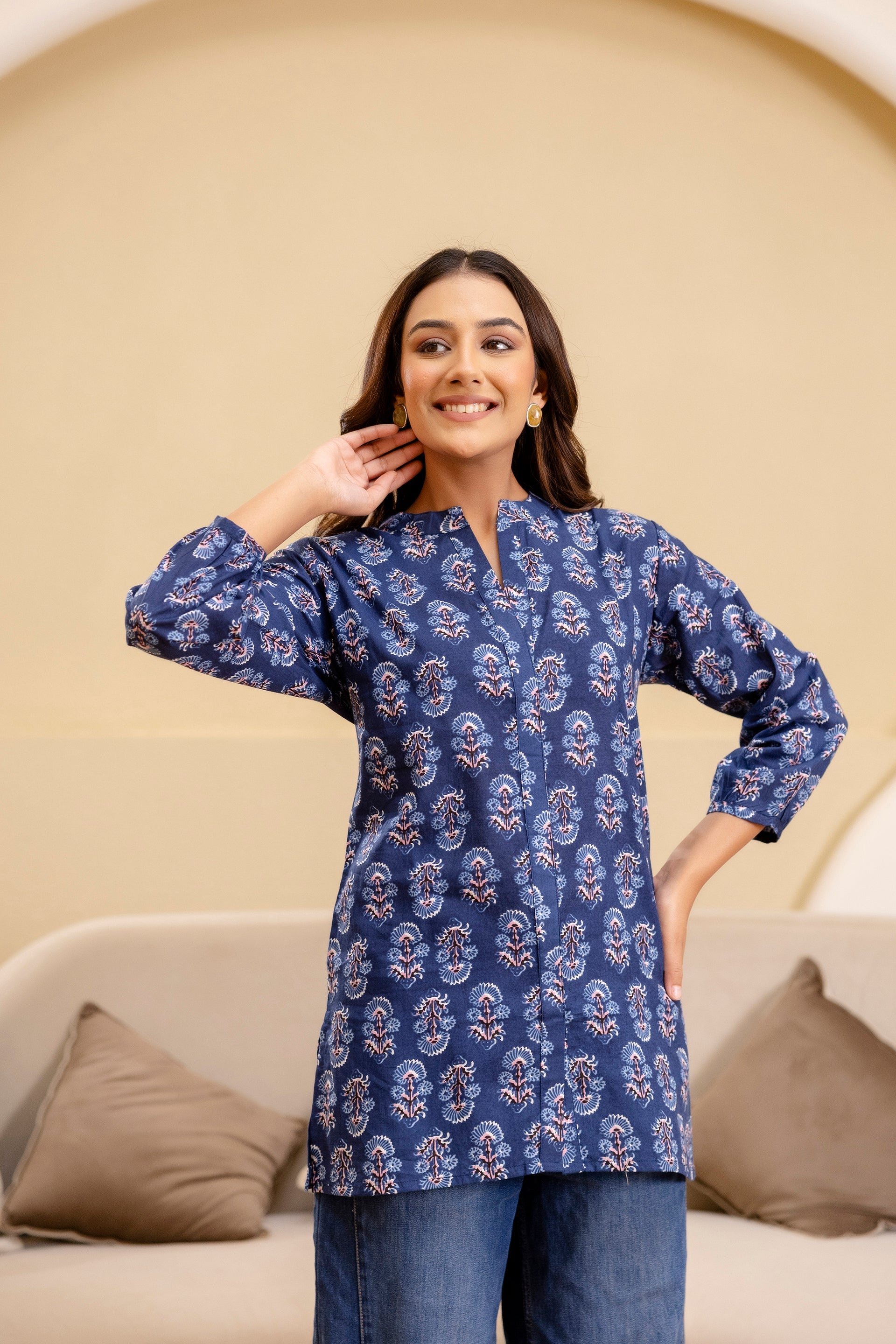 Nocturne Charm Cotton Printed Top Me & My 
