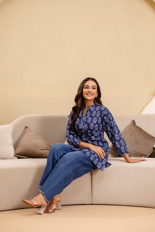 Nocturne Charm Cotton Printed Top - Me&My