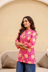 Fuchsia Glow Cotton Printed Top - Me&My