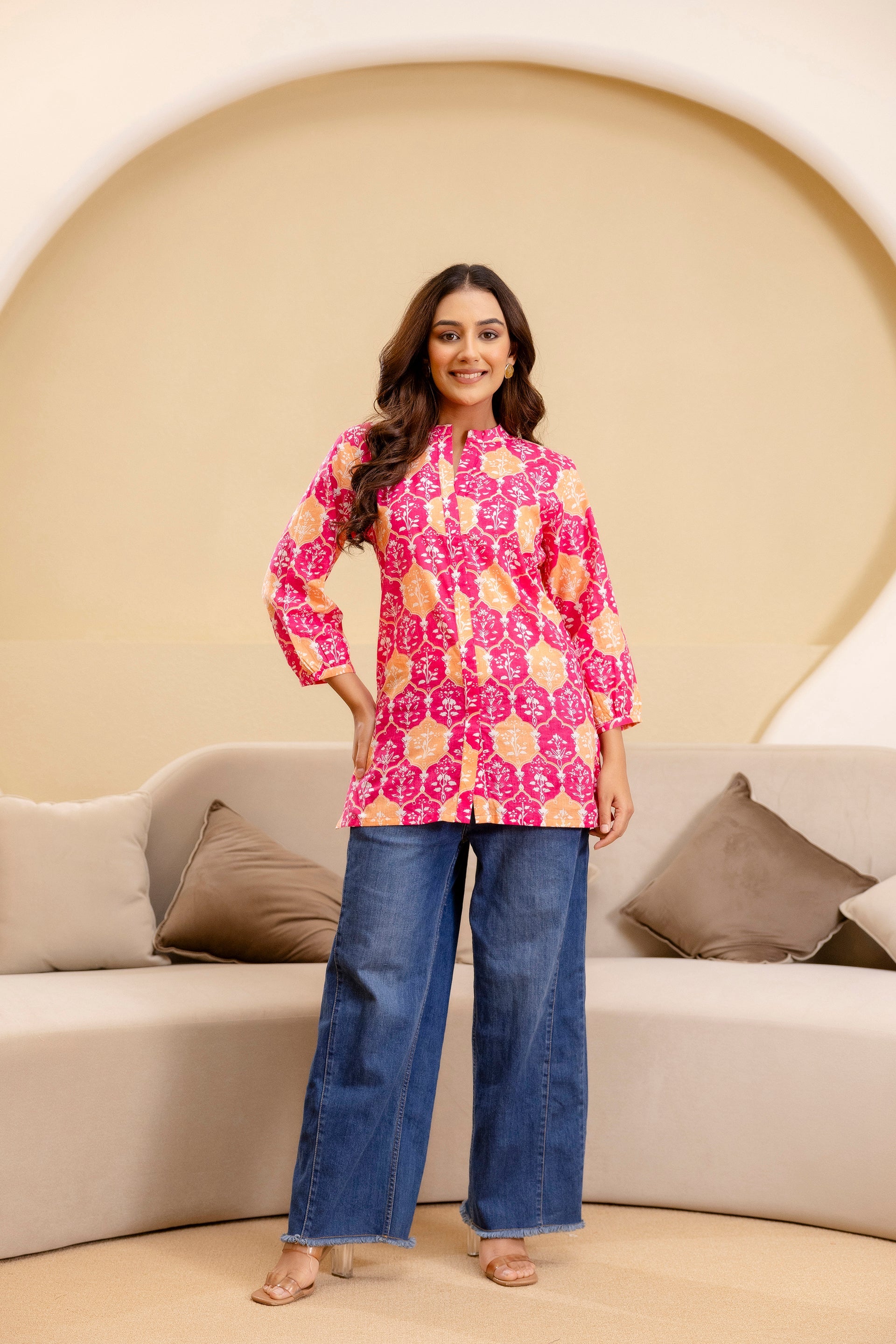 Fuchsia Glow Cotton Printed Top Me & My