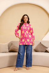 Fuchsia Glow Cotton Printed Top Me & My