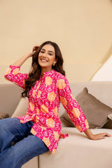 Fuchsia Glow Cotton Printed Top - Me&My